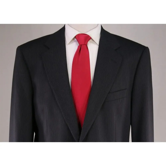Brooks Brothers Recent Black Thin Striped Wool Stretch 2-Btn Luxury Suit 42L - Picture 3 of 11